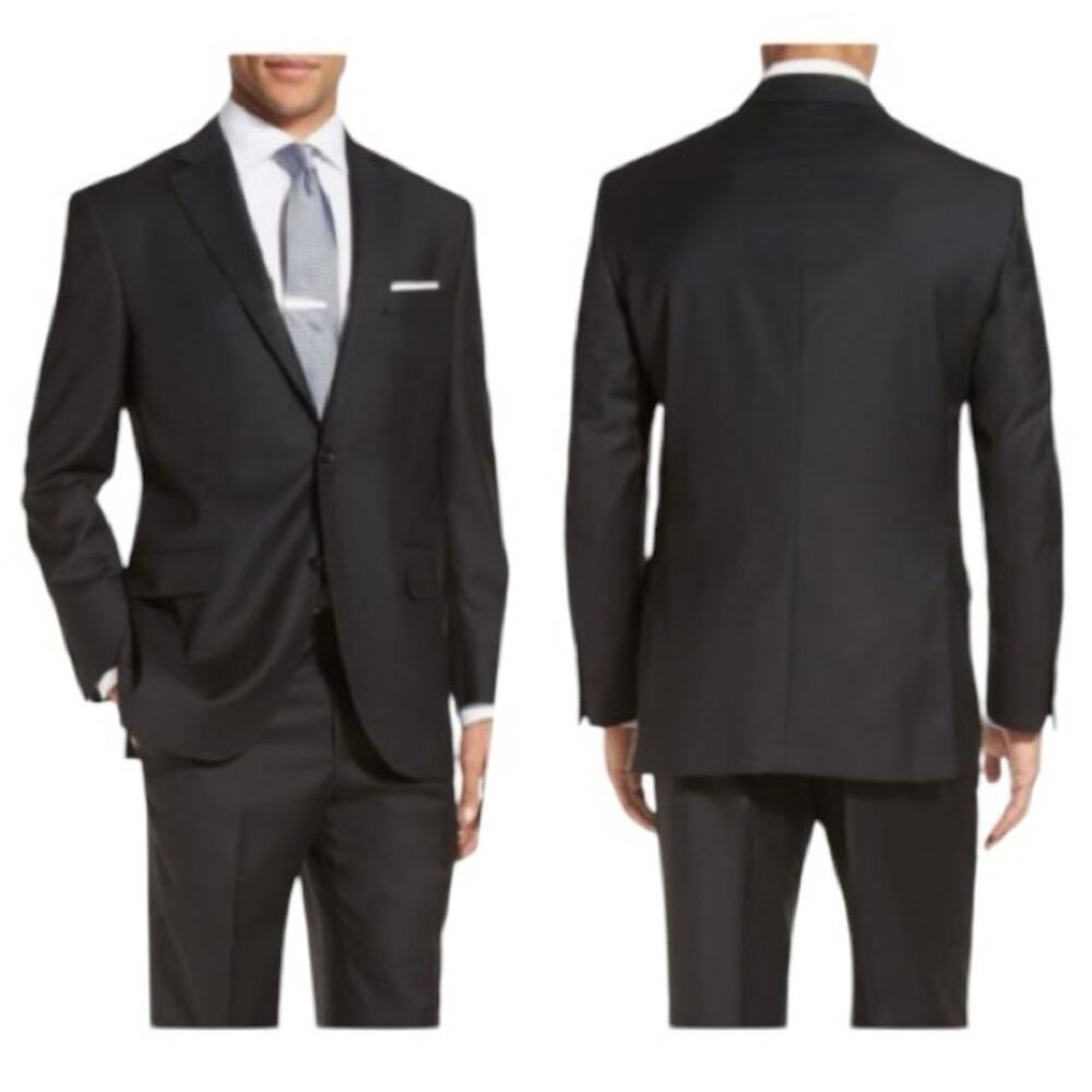 Peter Millar Black Wool Two‎ Button Blazer Sport Coat Jacket Size 46T